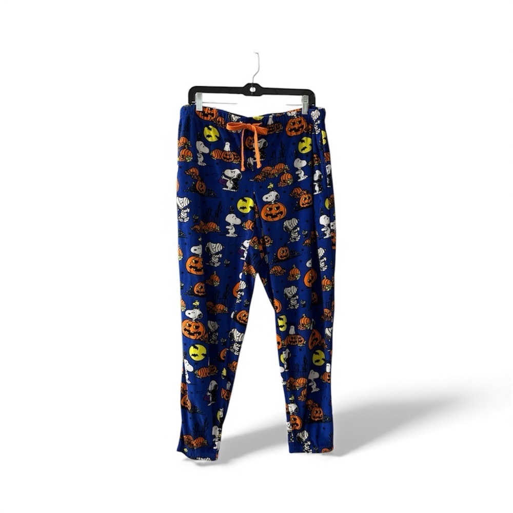 Peanuts Snoopy Halloween Pajama Joggers Women’s L Black Orange Lounge Pants